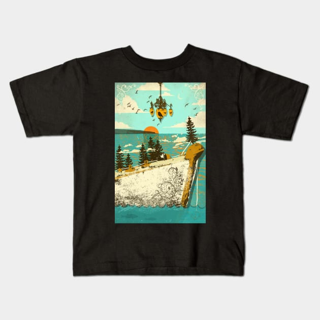 VINTAGE SHIP Kids T-Shirt by Showdeer